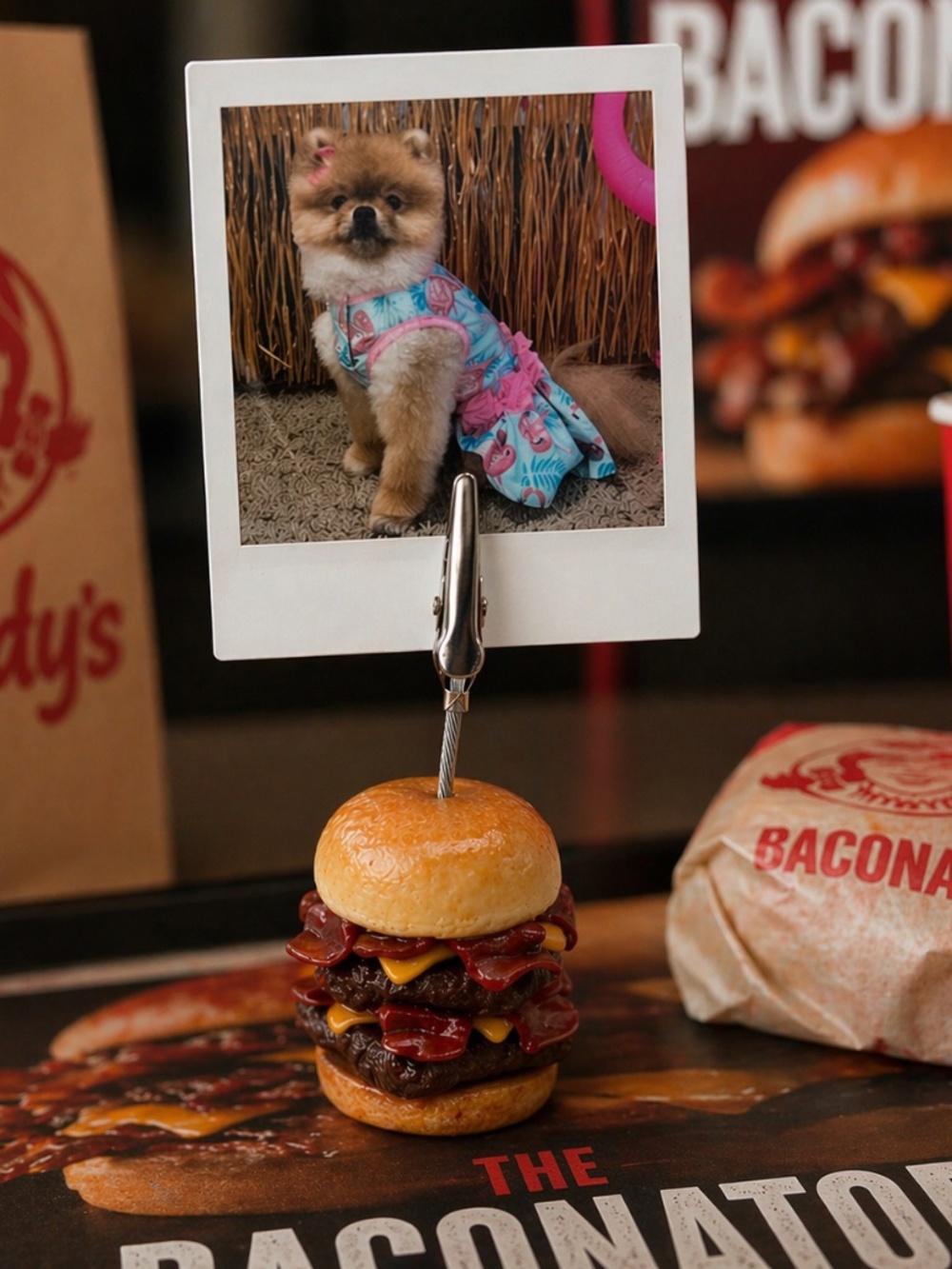 Baconator Style Bacon Cheeseburger Photo Holder – Mini Burger Place Card Holder